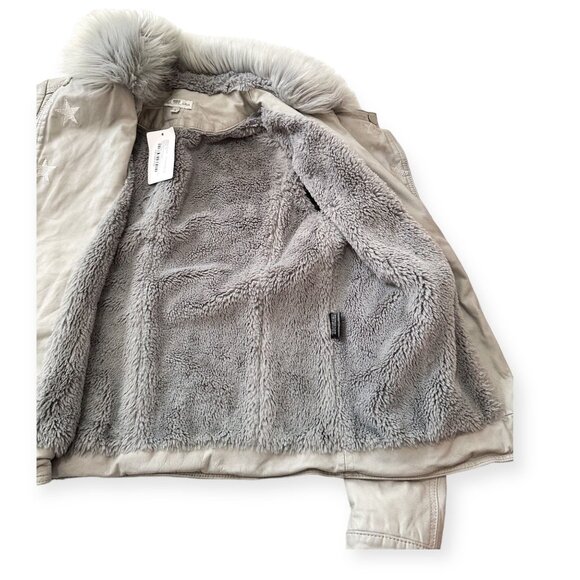 Samantha Sipos Seeing Stars Lamb Leather Biker Jacket Gray, Size S - Picture 13 of 16